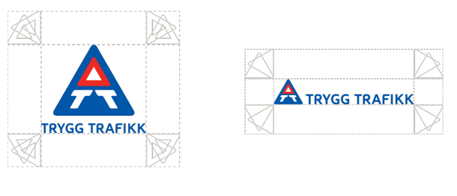 Angivelse av luft rundt logoene til Trygg Trafikk